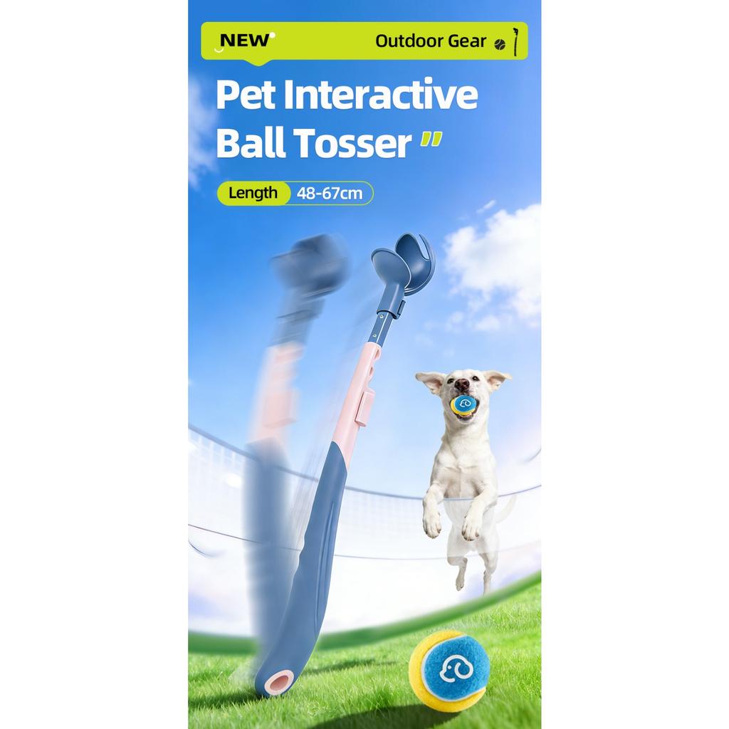 Nuovo Lancia Palline Retrattile per Cani, Lancia Palline per Animali Senza Mani e Senza Piegarsi, Lancia Palline da Tennis Salva-Sforzo Giocattolo Interattivo da Passeggio all'Aperto per Cani