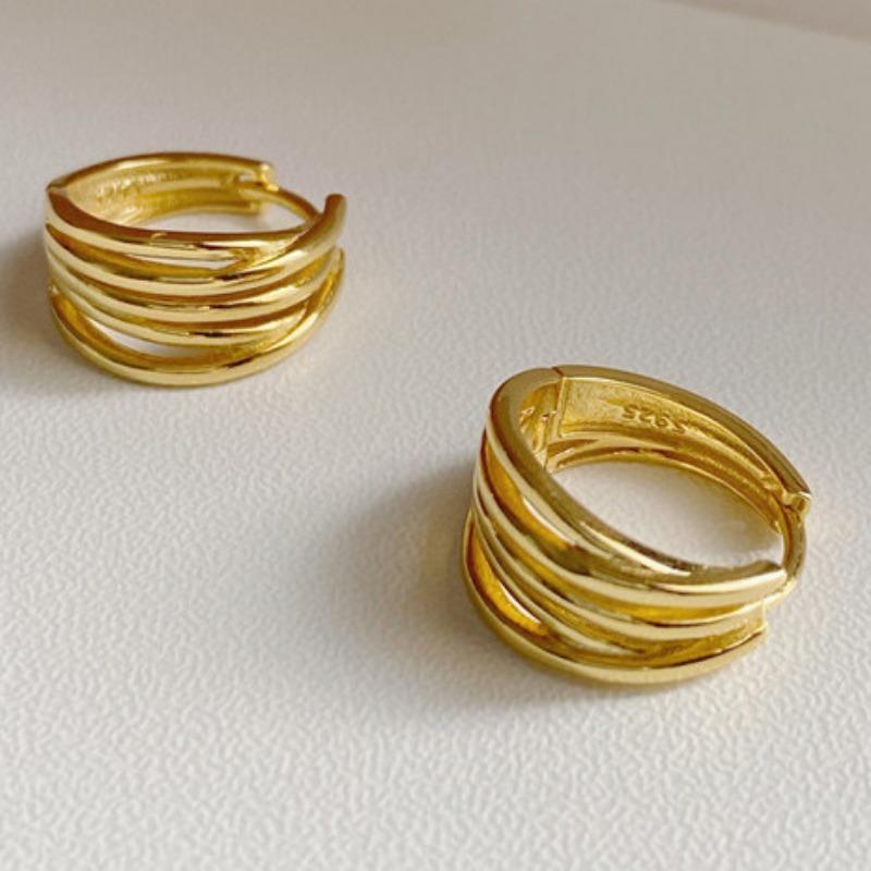 

Серьги с переплетением, простые многослойные серьги, женские серьги из простого серебра, нишевый дизайн, французские серьги