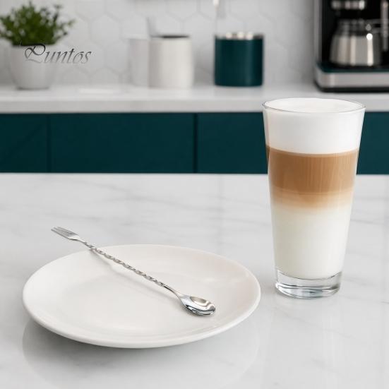 Milk Froth Mixer Spoon Dual Head Bar Spoon, Cocktail Mixing Stirrers with Long Handle, Food Grade Stirrer Stainless Steel Drink Trident Tip for Coffee
