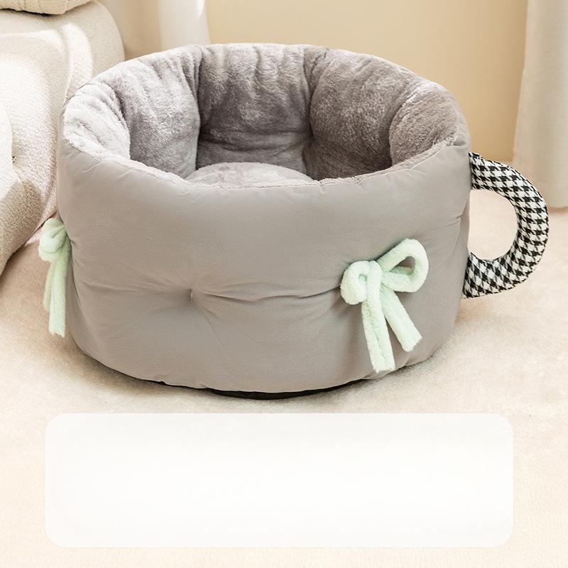 

Новое глубокое гнездо для сна для кошек, осенне-зимнее теплое круглое гнездо, утолщенная кровать для сна щенка, собаки, кошки, будка для питомца Jas gray