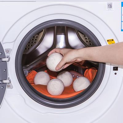 6 x Weiße Premium-Woll-Trocknerbälle Wäschereinigungskugel Natürlicher Weichspüler