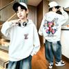 Y2K street fashion children's hooded sweatshirt with retro punk graffiti bear pattern, large-sized toddler warm pullover hoodie