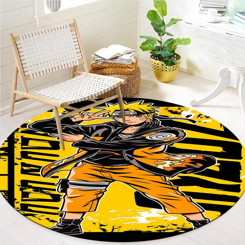 Naruto Poster Round Area Rug Carpet Rug For Living Room Bedroom Sofa Playroom Decor Nonslip Floor Mat
