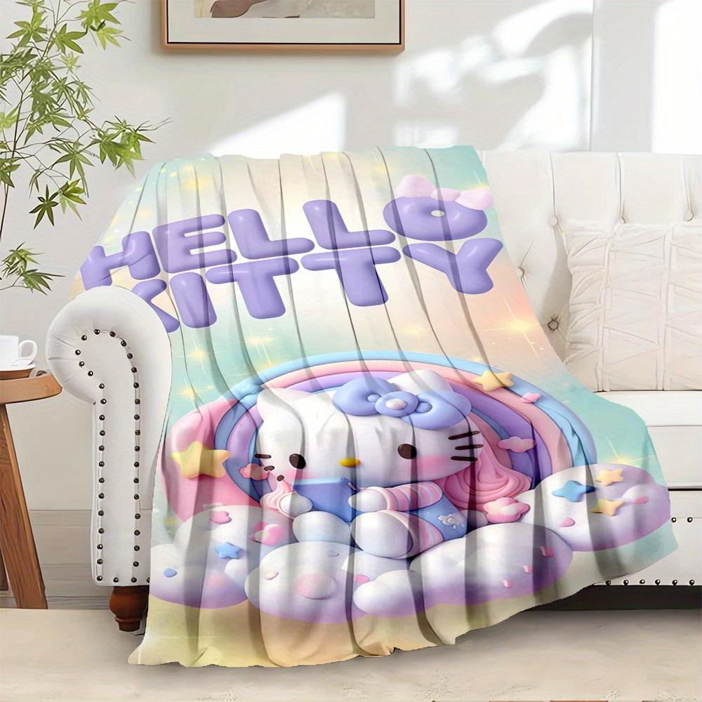 1pc Hello Kitty rainbow clouds and stars home decor blanket - Seasonal universal cozy washable gift for all ages, all families, multiple siz 130x150cm