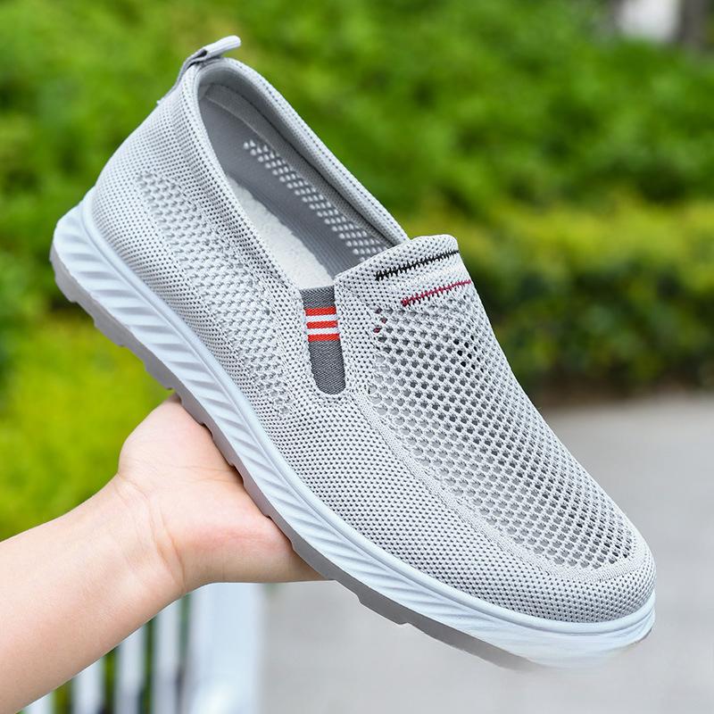 Summer hollow out Men's Shoes Lightweight breathable mesh Flats Middle elderly soft soled dad shoes