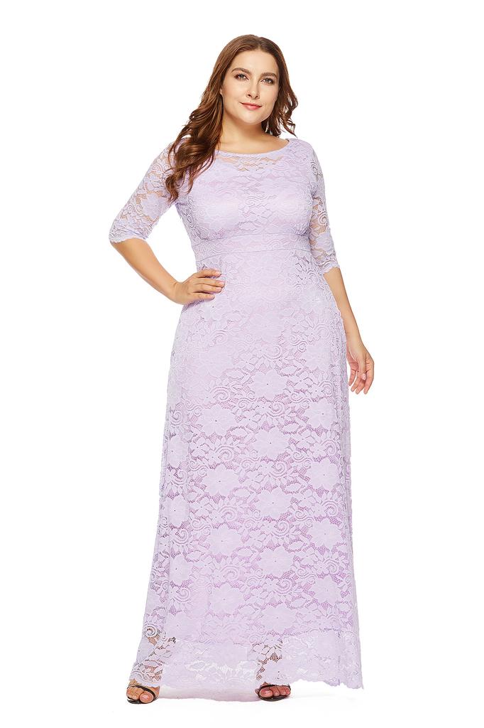 Large Size Women's New Lace Pocket Evening Dress Bridesmaid Dress