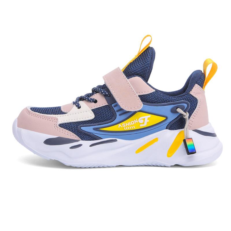 Boys' sneakers 2025 spring and summer new mesh breathable solid bottom dad shoes single net children's casual shoes