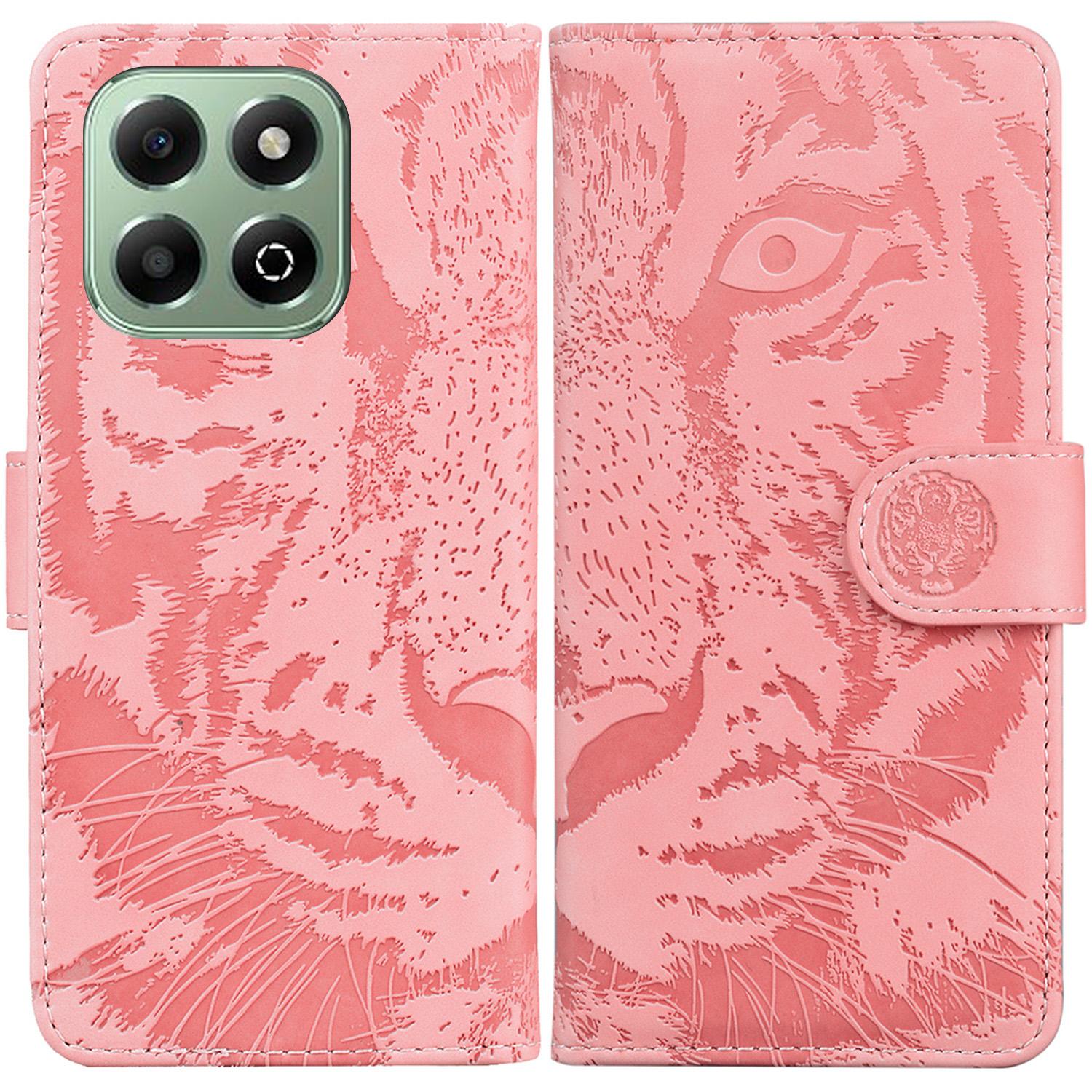 

For Honor X6b 4G Wallet Case Tiger Imprint Leather Phone Cover F