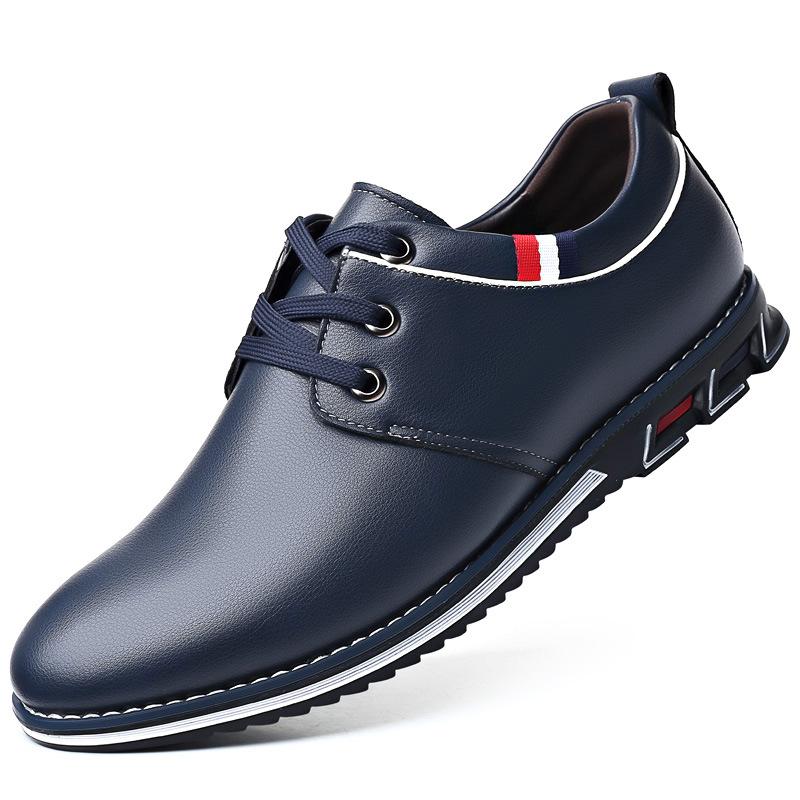 Мужская кожаная обувь. Мужская модная удобная обувь на платформе. Уличная легкая мужская — фото 7