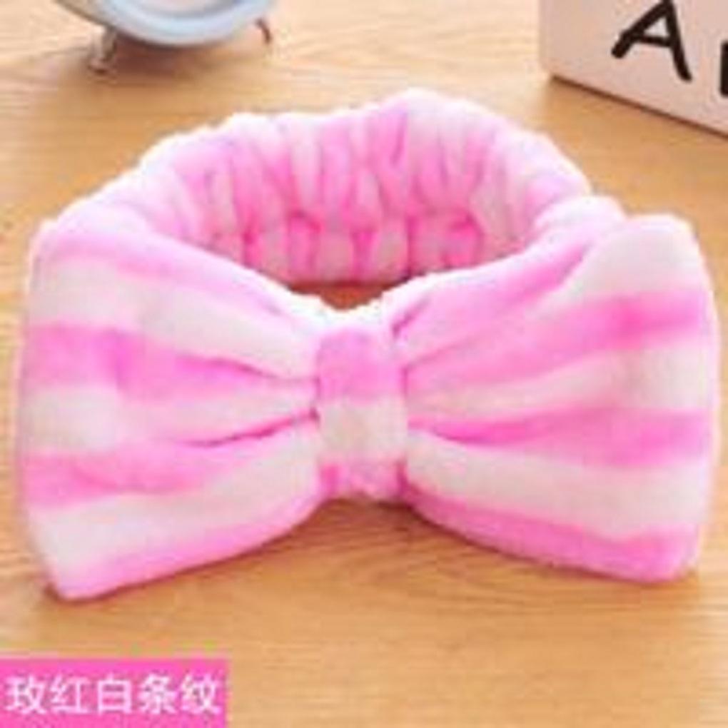 Women Bowknot Design Hairband Makeup Face Washing Hair Coral Velvet Hairband
