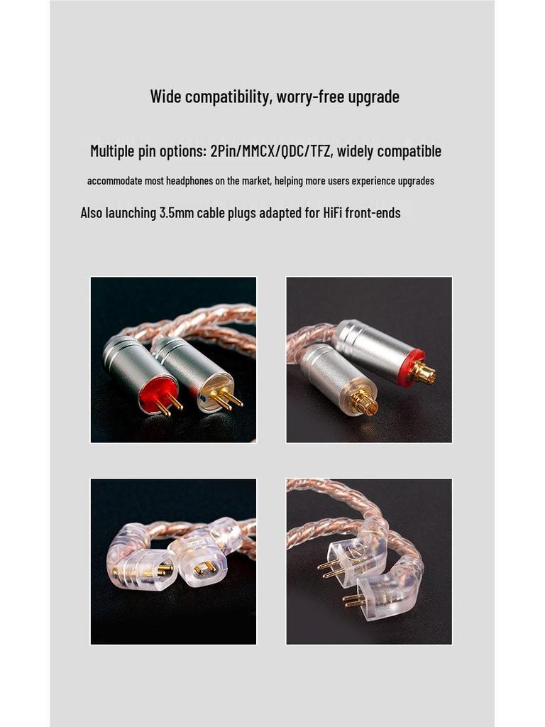 KBEAR Kui Bao 4-Core Oxygen-Free Copper Earphone Cable with Mic, L-Plug