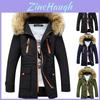 Luxurious Mens Trench Coat With Fur Hood Warm Winter Parka For Outdoor Adventures