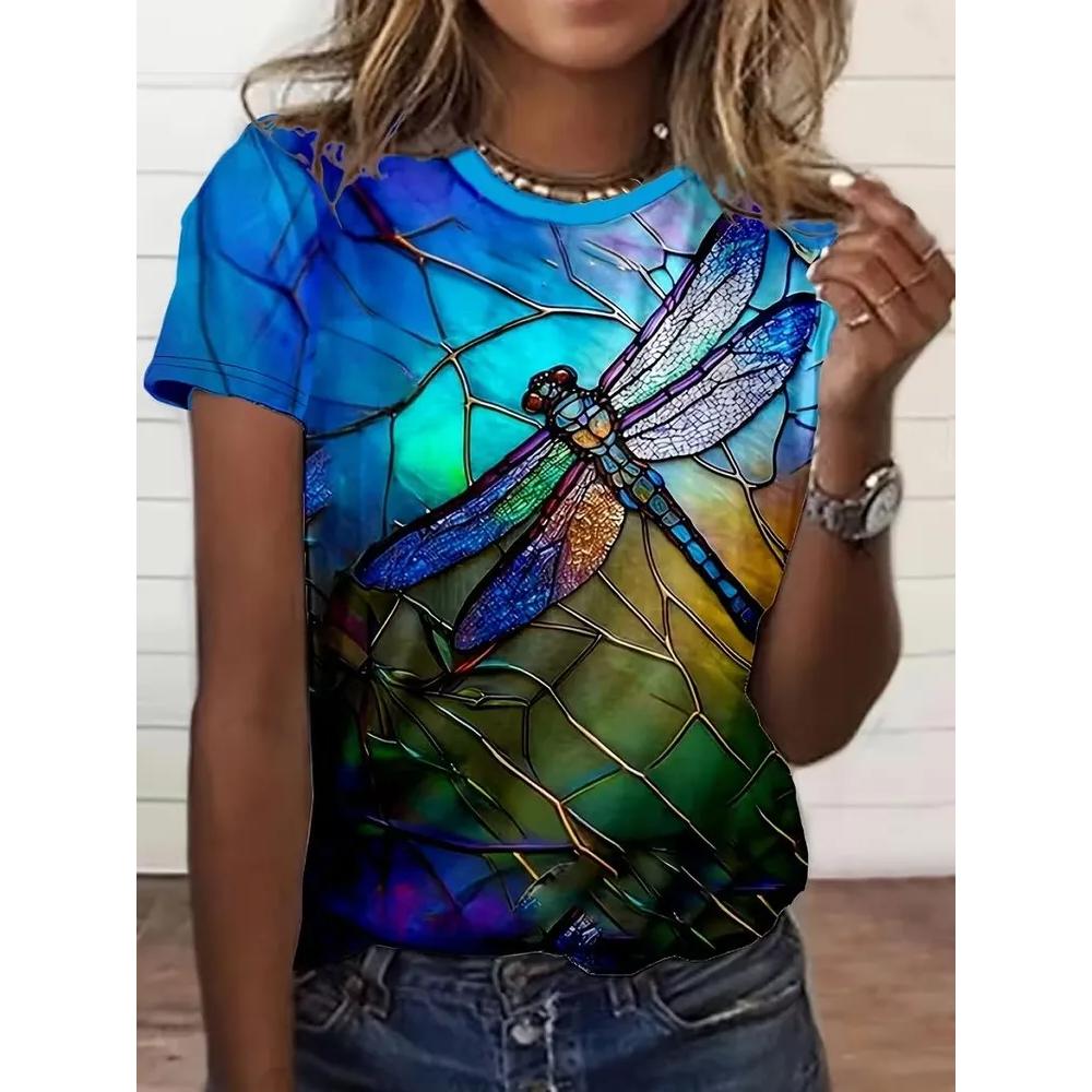 Casual Loose Animal Print T-shirt Women's Versatile Top Daily Short Sleeve Comfortable Breathable T-Shirts Women’s