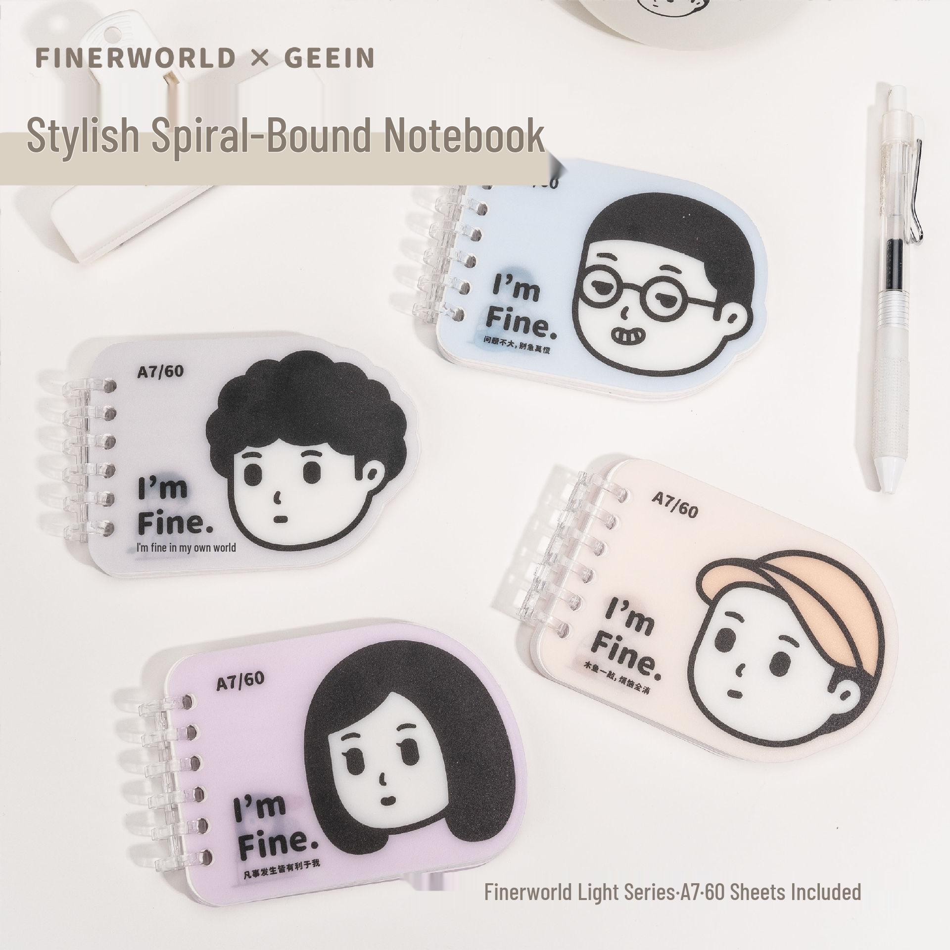 Finerworld Light Series: Stylish Spiral-Bound Portable Notebook - Cute and Compact for Students