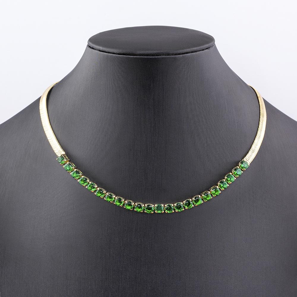 Nidin High Quality Rainbow Shiny Crystal Zircon Chain Necklace 7 Colors For Women Female Fashion Versatile Jewelry Accessories