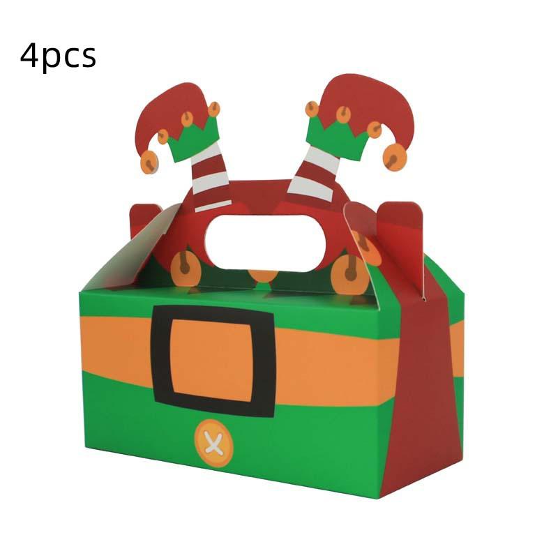 2024 4Pcs Cake Box Christmas Series Candy Box For Candy Biscuit Baking Apple Paper Box Cookie Gift Packaging Box Merry Christmas