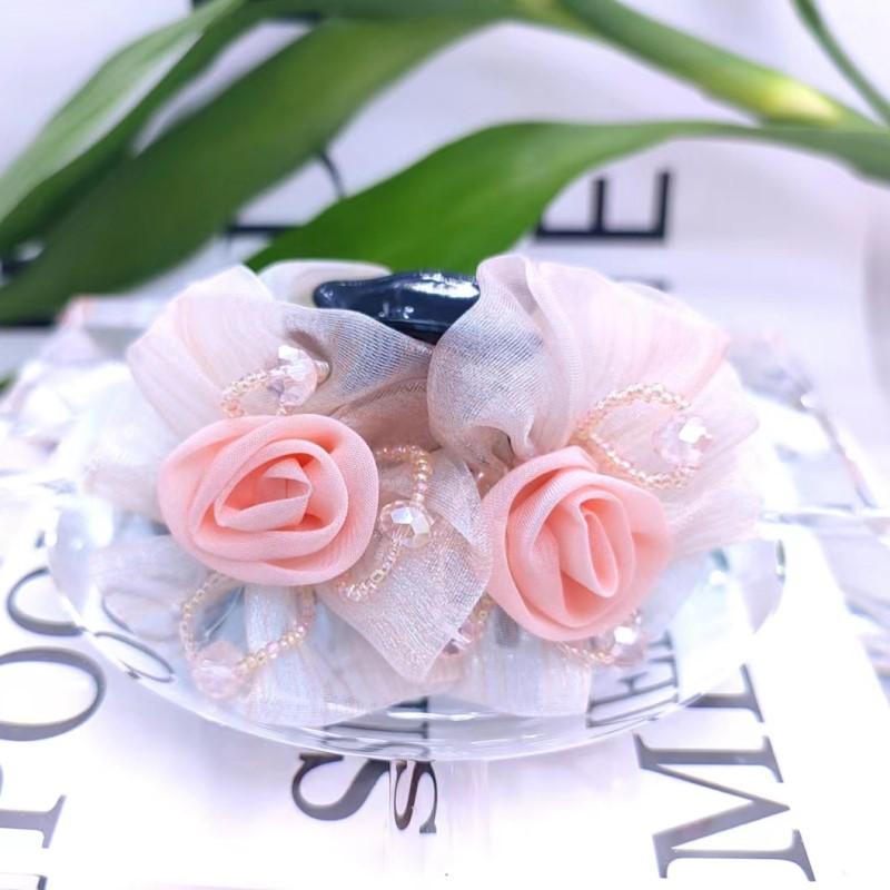 Blume Haarspange für Frauen, Elegante Haarklammer mit europäischer Spitze, Handgemachte Haarnadel für Hochsteckfrisuren