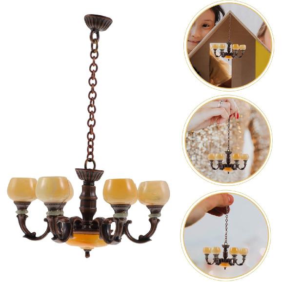 Toyvian Dollhouse Lights Miniature Light Model Toy Mini Ceiling Lamp Dollhouse Pendant Light Dollhouse Furniture Mini Chandelier Light Fixture Toys