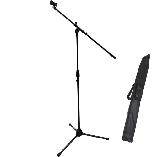KC MBCS-02/BK Boom Microphone Stand, Straight/Straight, Black (Soft Case, Clip-on Microphone Holder Included)