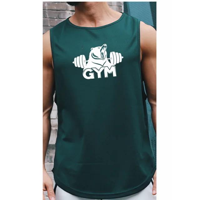 Herre Sommer Hurtigtørkende Gym skjorte Street Ermeløse T-skjorter For Menn Tank Tops Trening Fitness Singlets Sports Vest Klær