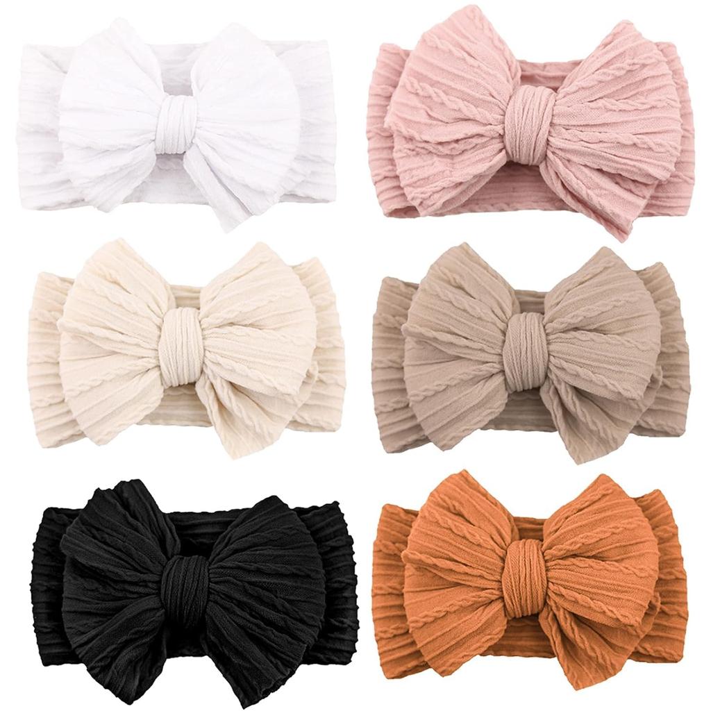 Soft and elastic bow baby headband color 6PC