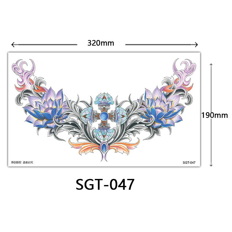 Flower Chest Tattoo Sticker, Chest Tattoo Sticker, Color Half Nail Large Picture Tattoo Sticker