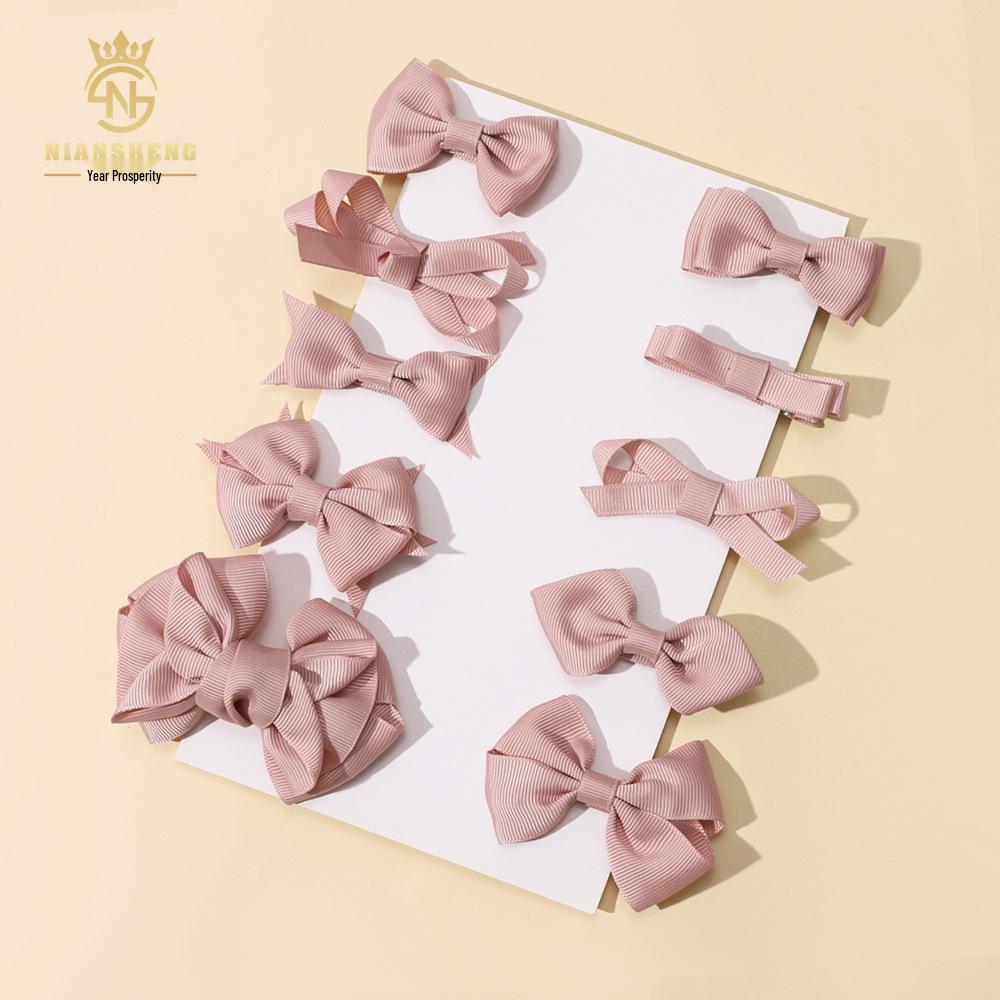 Korean Handmade Pink Bow Hair Clips for Girls