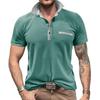 Erkek Yaz Polo Gömlek Kısa Kollu Yaka Yaka 3 Düğme Renk Engelleme T-shirt Slim Fit Casual Erkek Giyim Tops