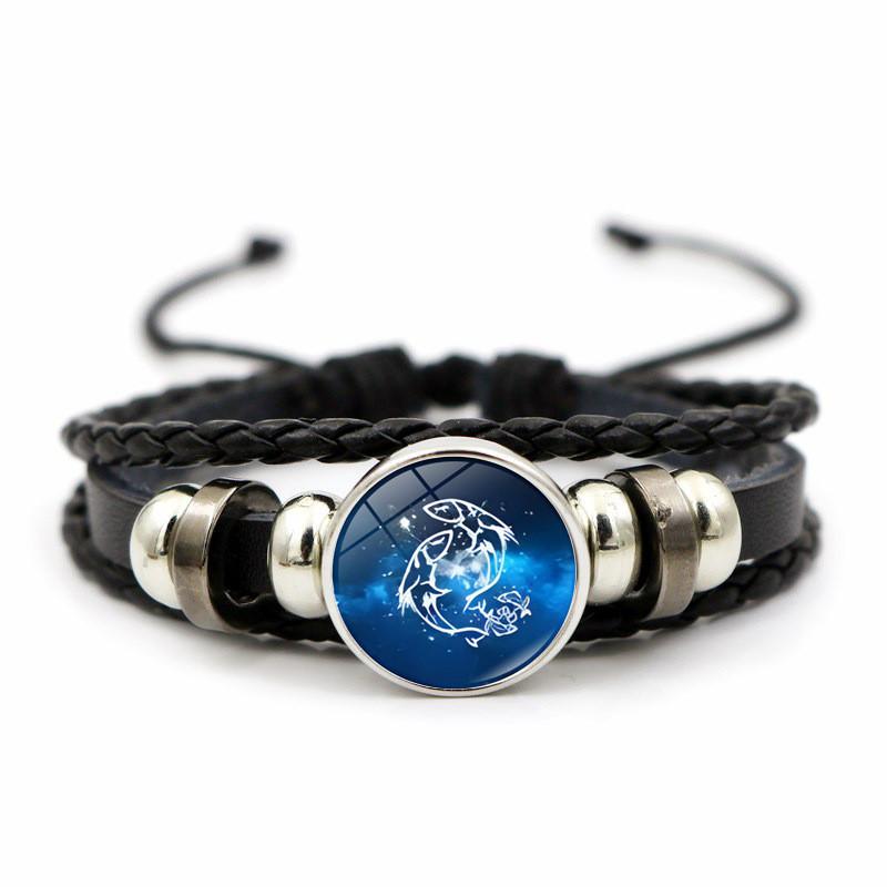 Stunning Zodiac Time Gem Leather Bracelet Handmade Multi-layer Beaded Accessory
