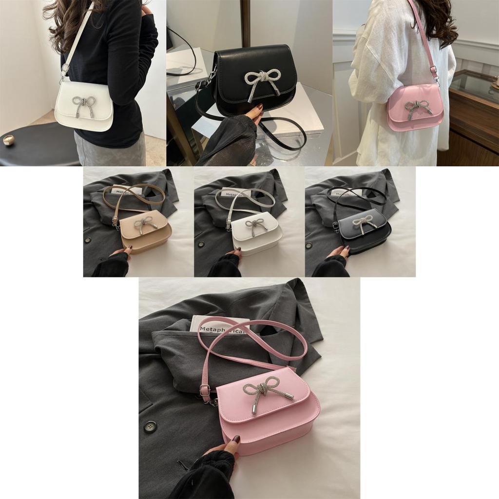 Chic French-inspired Pu Leather Crossbody Bag For Women Stylish Summer 2024 Shoulder Bag With Bowknot