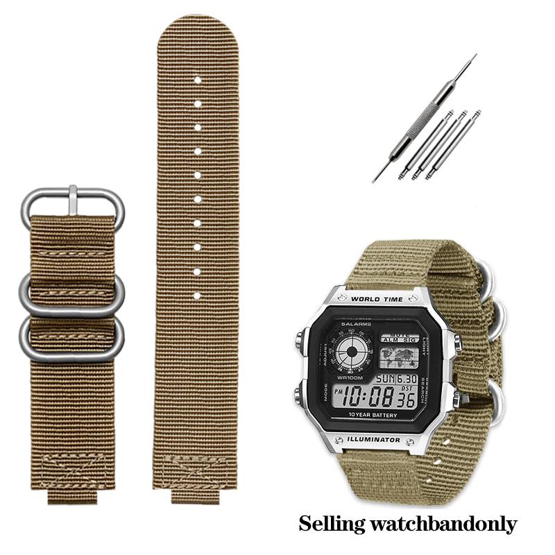 Modified Nylon Watch Band for Casio AE1200WH/1300/1000/1500 AE-1200 A158W A159 Waterproof Outdoor Sports Wrist Strap 24*18mm