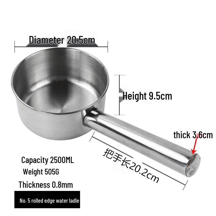 Stainless Steel Flat Bottom Kitchen Water Ladle and Soup/Milk Pot Combo.