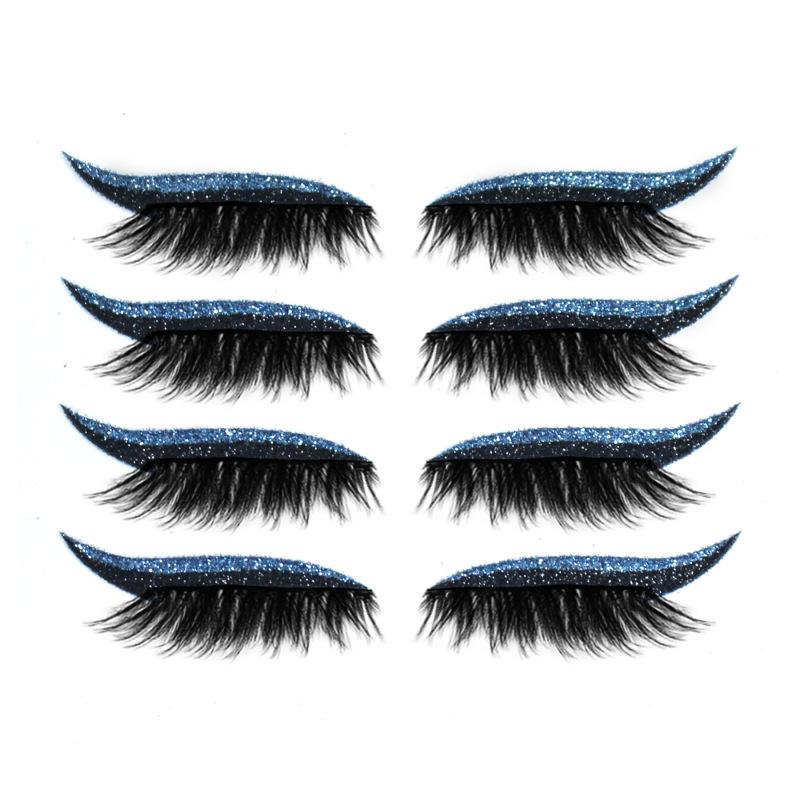 Set di adesivi per trucco occhi ciglia finte Riutilizzabile Eyeliner e adesivi per ciglia Eyeliner glitterato