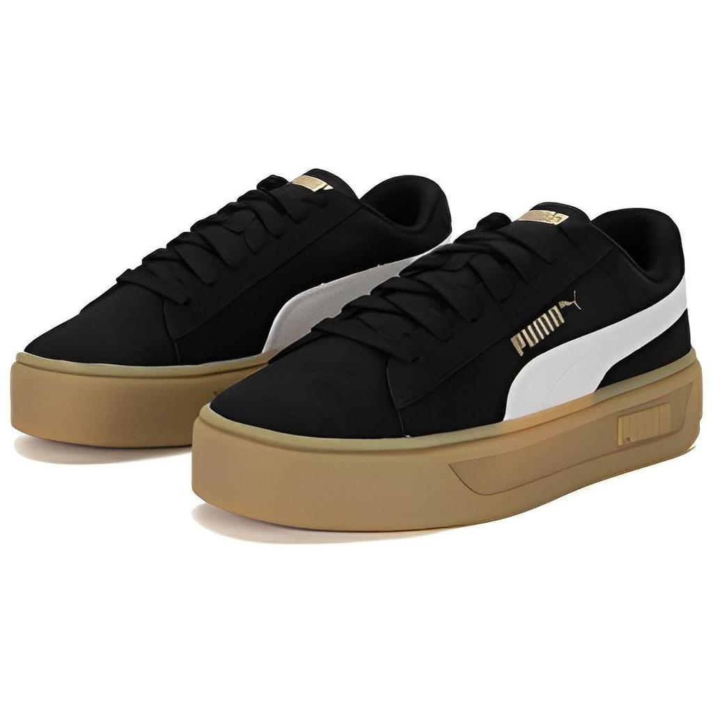 Puma  Smash Platform V3 Black Gum Women Sneakers White Gold 391942-02
