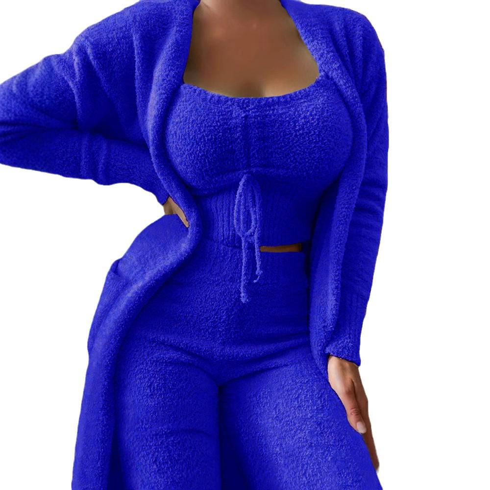 In Stock! New Women's Autumn/Winter Plush Three-Piece Loungewear Set
