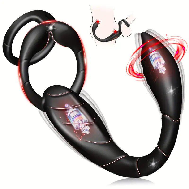 Anello Vibrante per Prostata Scorpione e Massaggiatore Anale Maschile con Doppi Motori, Vibrazione Potente, Ricarica Magnetica USB
