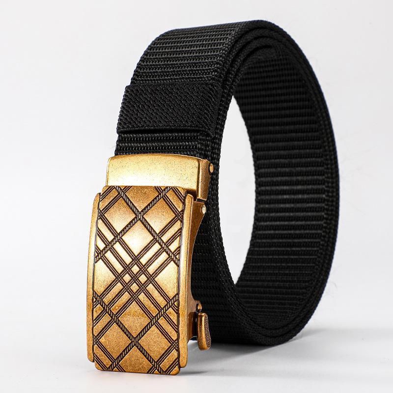 Wind Men'S Automatic Buckle Tactical Belt Thickened Imitation Nylon Belt