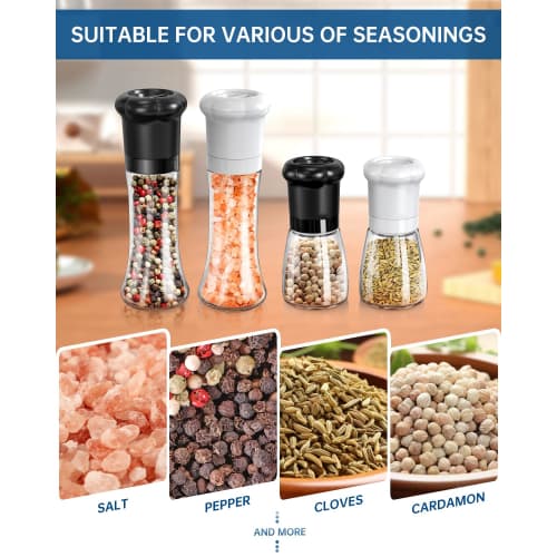 CIRCLE JOY Manual Pepper Mill, Spice Mill for Professional Chefs, Refillable Pepper Shaker, Ceramic Blade, Adjustable Coarseness, BPA-Free 180ml Glass