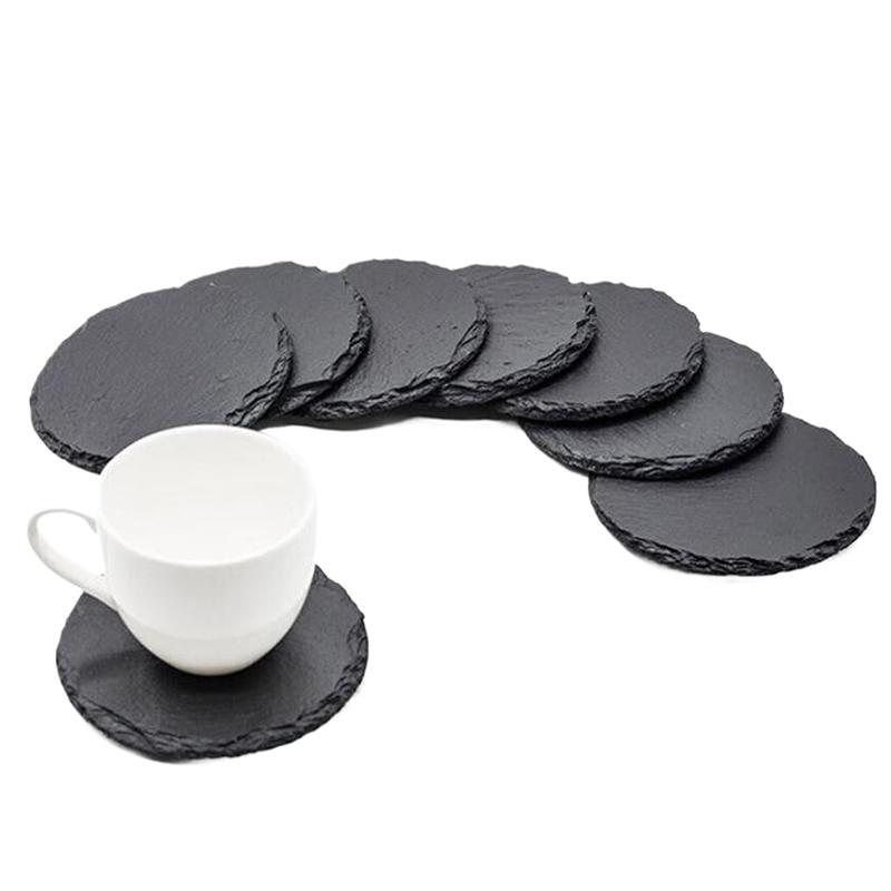 Table Coaster Japanese Style Reusable Slate Stone Drink Coaster Decorative Kitchen Tea Cup Mug Heat Resistant Rock Coaster