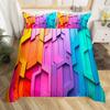 Colorful Geometric Duvet Cover Psychedelic Pattern Bedding Set Abstract Art Comforter Cover Twin For Boys Girls Kids Teen Decor