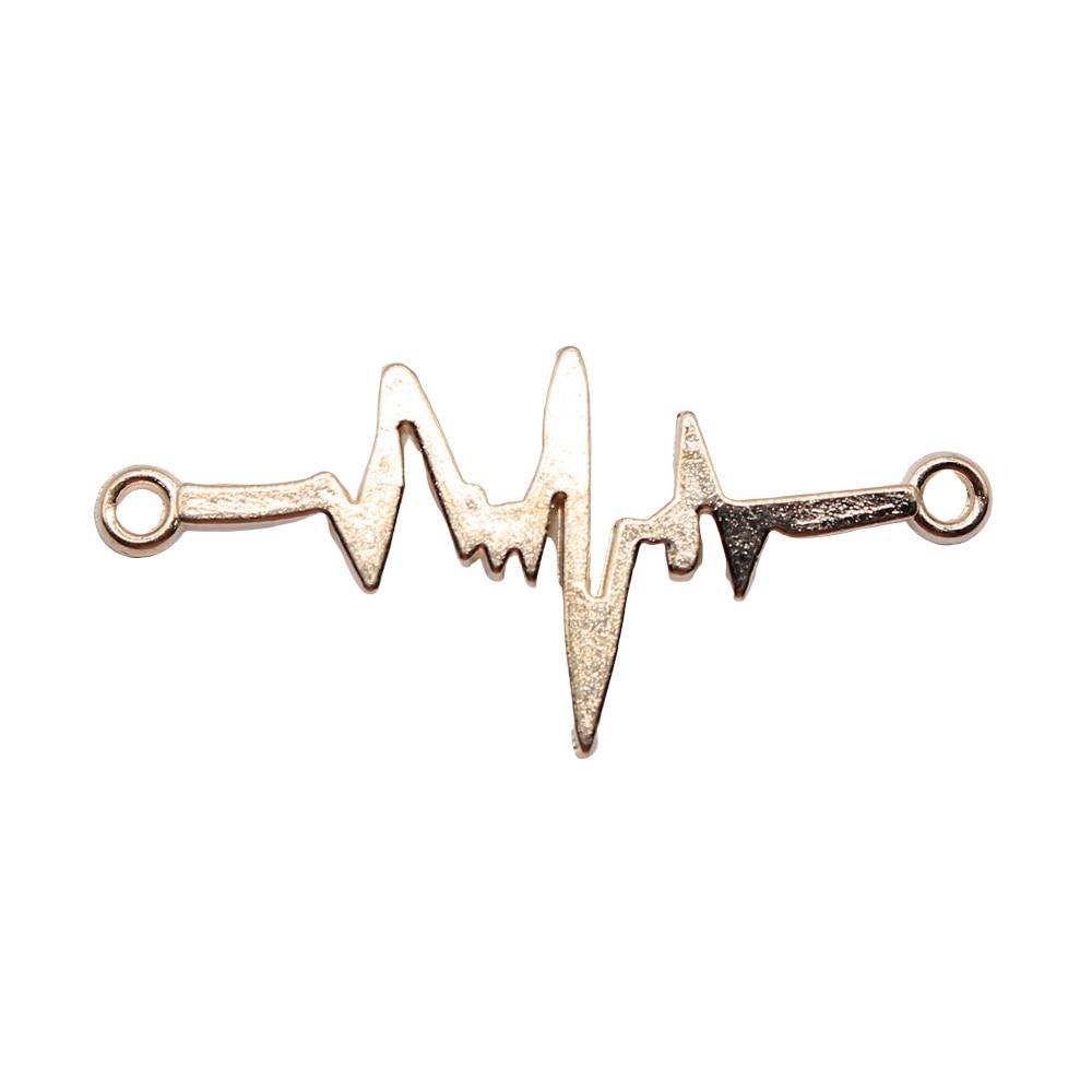 

10шт Ecg Разъем Charms Charms Kc Золотой цвет Цинковый сплав 44X20mm