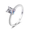 S925 Sterlingsilber Strahlender Schliff Moissanit Smaragd Ring für Damen - Stapelbarer Hochzeits- und Diamantring