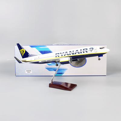 737-8 B737 Modèle d'avion Ryanair Irlande Lignes aériennes avec Train d'atterrissage Roues Lumières Résine 47CM Modèle d'avion de Collection