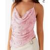 Women's Sleeveless Slim Fit Crop Top Floral Beaded Backless Tie Strappy Cami