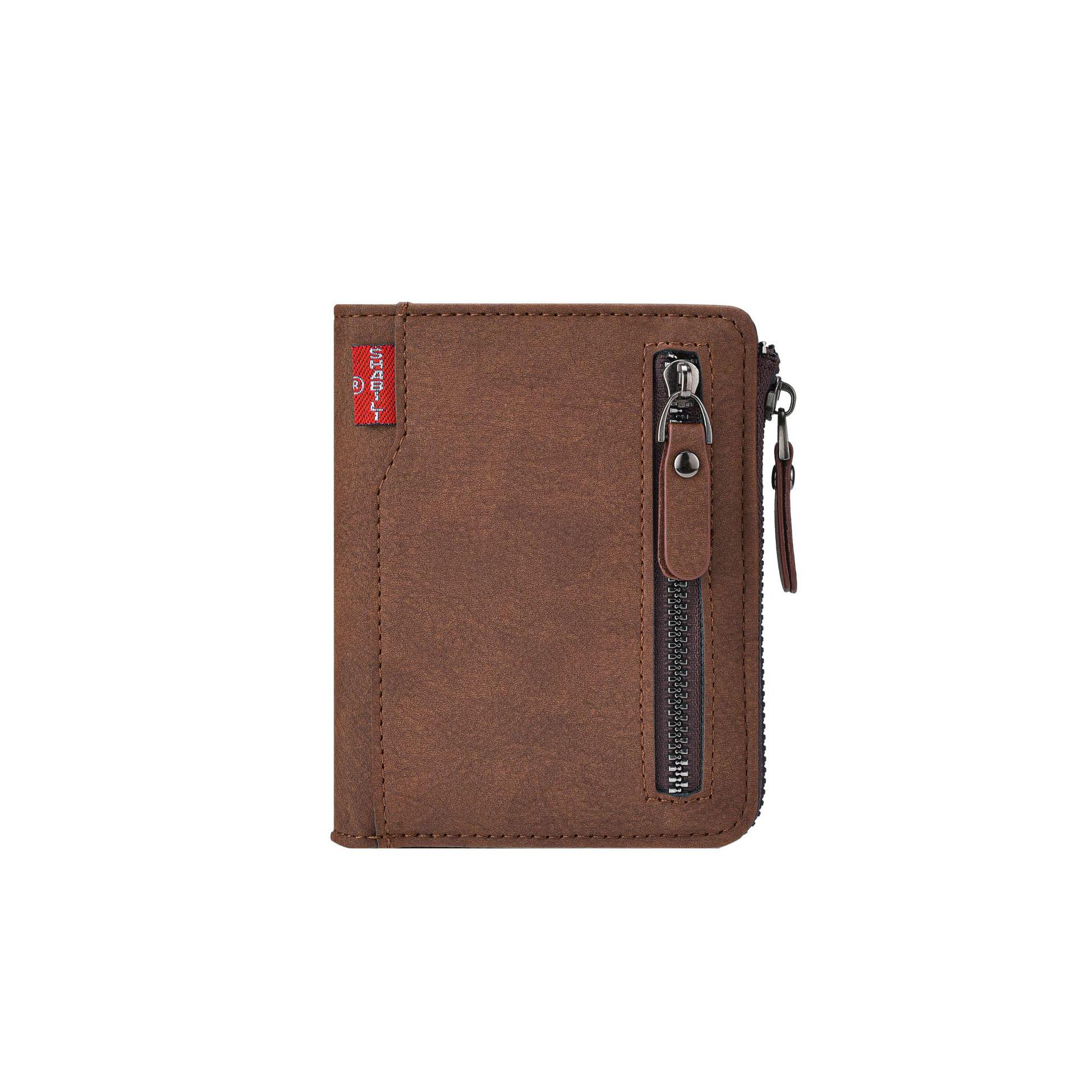 

Мужской многофункциональный кошелек на молнии большой вместимости с множеством отделений для карт и монетницей темный кофе