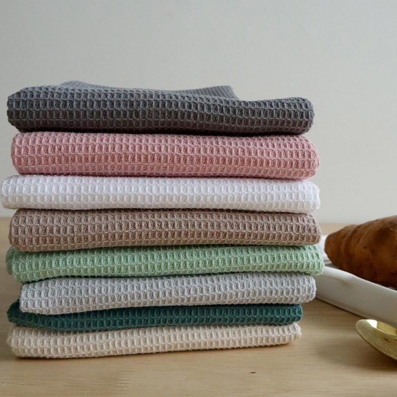 Absorbent Square Cotton Kitchen Towel Textured Dish Drying Cloth For Home Dining Use