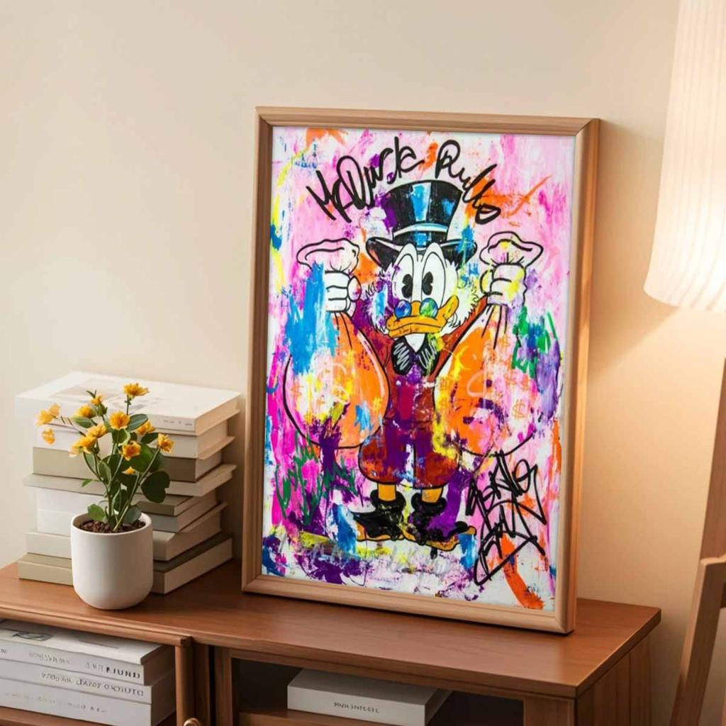 5D DIY Diamond Art Painting Kits for Adults, Donald Duck, A Financial Tycoon Full Round Crystal Diamond Kits for Beginner for Home Wall Decorate