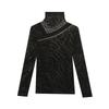 Spring Autumn Classic Women Turtleneck Long Sleeved T-Shirt Fashion Sexy Hot Diamonds Tees Elastic Slim Girl Tops Blouse