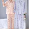 Dingdang Guifei Damen Zweiteiliges Pyjama-Set - Umlegekragen, Langarm & Hose, Gemütliche Freizeit-Homewear für Herbst/Winter.