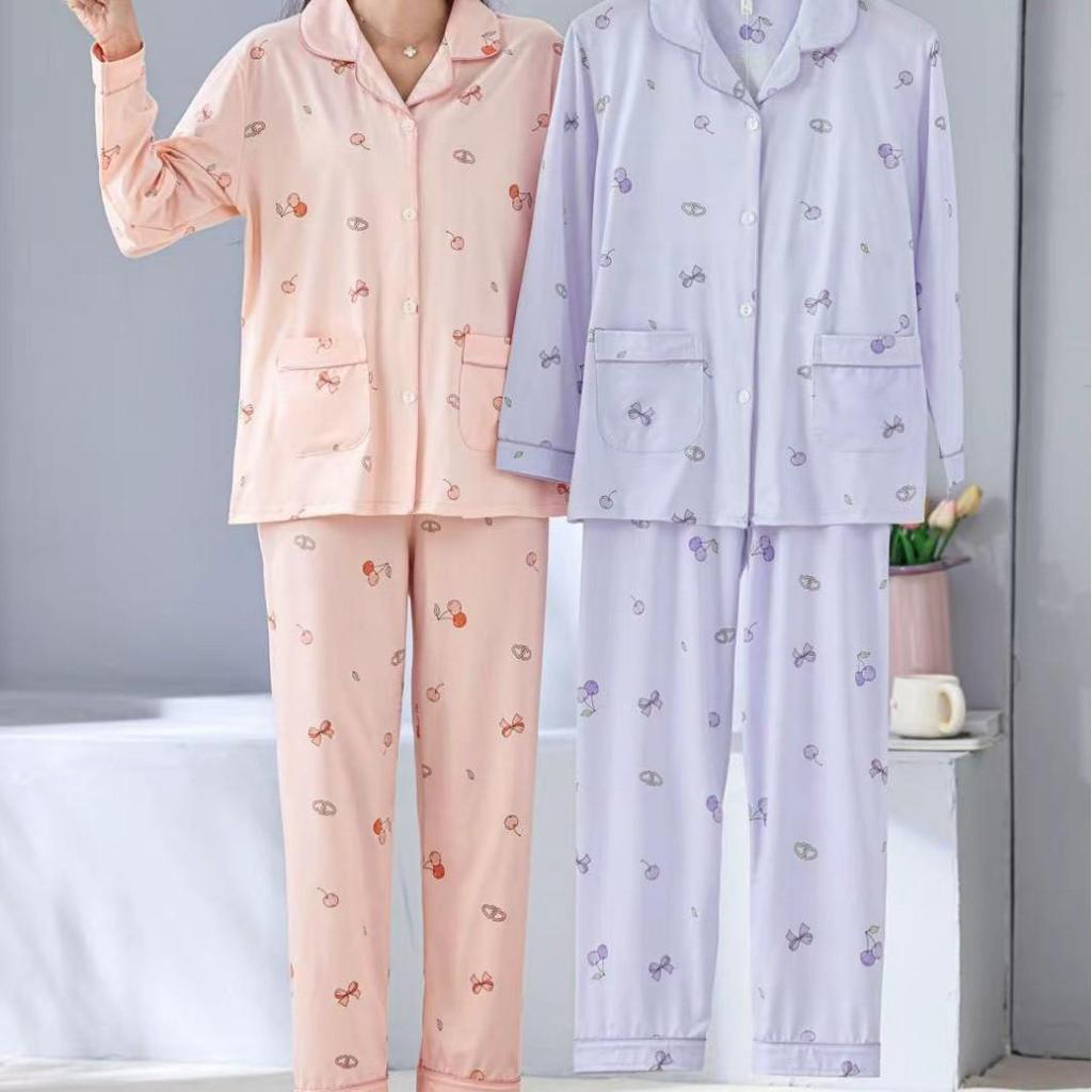 Dingdang Guifei Damen Zweiteiliges Pyjama-Set - Umlegekragen, Langarm & Hose, Gemütliche Freizeit-Homewear für Herbst/Winter.